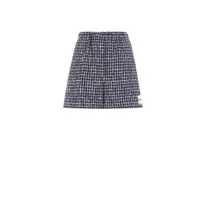 Miu Miu Short En Tweed À Carreaux En Laine In Multi
