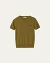 Miu Miu Short-sleeve Cashmere Sweater In Green