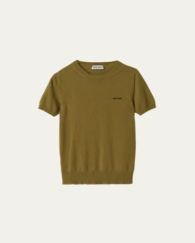 Miu Miu Short-sleeve Cashmere Sweater