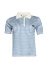 Miu Miu Short-sleeve Check-pattern Knited Top In Multi