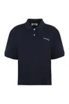 Miu Miu Short Sleeve Cotton Polo Shirt In Blue