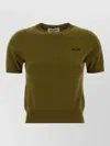 Miu Miu Short Sleeve Crew Neck Knitwear Top In Green