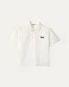 Miu Miu Short Sleeve Cropped Button Down Shirt With Collar