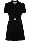 Miu Miu Women Logo Belt Wool Dress In Black
