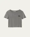 Miu Miu Short Sleeve Jersey Top In Grigio