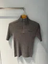 Miu Miu Short Sleeve Knitted Top In Gray