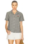 Miu Miu Short-sleeved Checked Shirt In Black