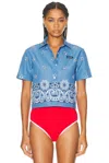 Miu Miu Short Sleeve Shirt In Blue