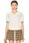 Miu Miu Cotton Piping Short-sleeve Polo In Neutral