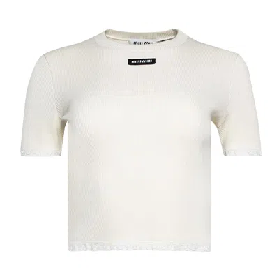 Pre-owned Miu Miu Short-sleeve Tee 'avorio' | White | Women's Size S