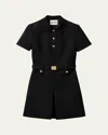 Miu Miu Short-sleeve Wool Mini Dress With Belt In Nero