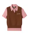 Miu Miu Short-sleeved Cashmere Polo Sweater In Brown