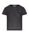 Miu Miu Short Sleeved Crewneck T-shirt In Black