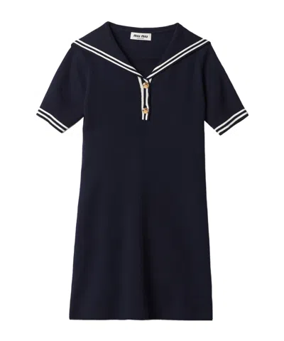 Miu Miu Short-sleeved Mini Dress In Black