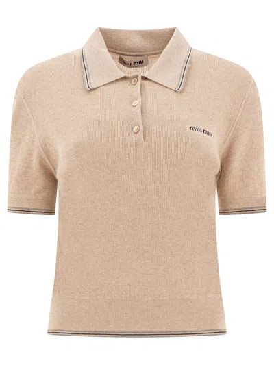 MIU MIU MIU MIU SHORT-SLEEVED KNITTED POLO SHIRT