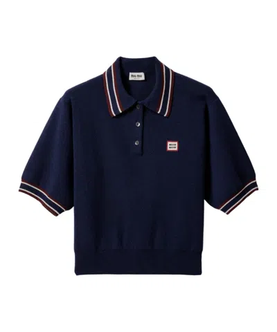 MIU MIU MIU MIU LOGO-PATCH SHORT-SLEEVED POLO SHIRT