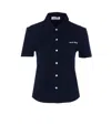 Miu Miu Short-sleeved Shirt In Blue
