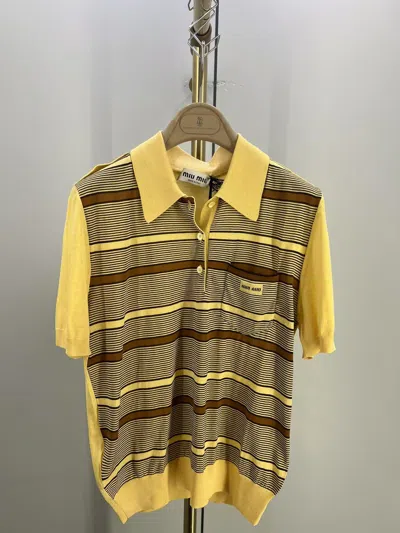 Miu Miu Short-sleeved Sweater In Yellow