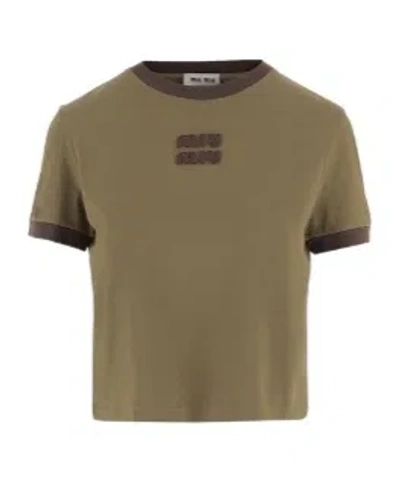 Miu Miu Short-sleeved T-shirt In Brown