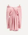 Miu Miu Elasticated Waistband Striped Shirt Mini Dress Clothing In Pink