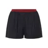 Miu Miu Virgin Wool Pinstriped Shorts In Black