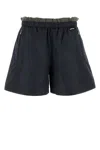 Miu Miu Shorts In Seta Tec Blu Navy Donna