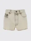 Miu Miu Distressed Cotton Denim Shorts In Multi