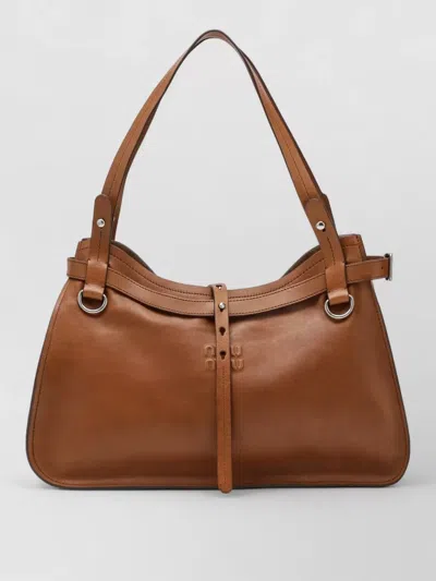 Miu Miu Shoulder Bag Buckle Detail Double Handles In Brown