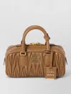 Miu Miu Shoulder Bag Detachable Strap Quilted Top Handle In Brown