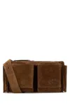 Miu Miu Suede Utilitaire Crossbody Bag Adjustable Strap In Brown