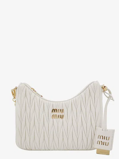 Miu Miu Matelassé Nappa Leather Shoulder Bag In White