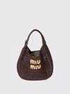 Miu Miu Raffia-effect Woven Shoulder Bag In Brown