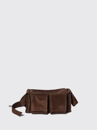 Miu Miu Suede Utilitaire Crossbody Bag Adjustable Strap In Brown