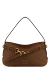 Miu Miu Medium Suede Handbag With Gold-tone Clasp In Brown
