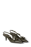 Miu Miu Patent Leather Slingback Pumps In Loden