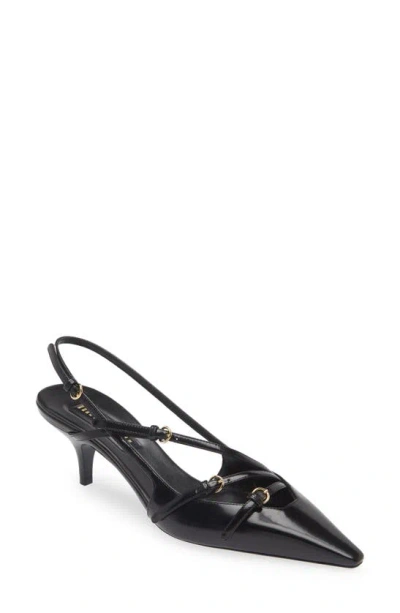 Miu Miu Show Kitten Heel Slingback Pump In F Nero