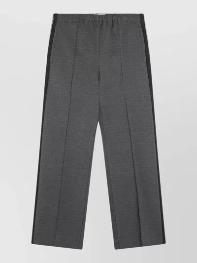 Miu Miu Side Stripe Straight Leg Tailored Pants In Gray