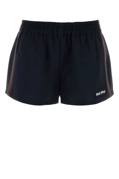 Miu Miu Side-striped Technical Shorts In Brown