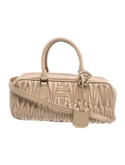 Pre-owned Miu Miu Signature Arcadie Matelassé In Neutral