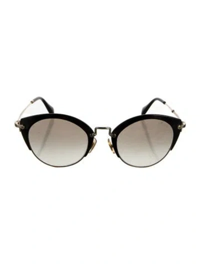 Pre-owned Miu Miu Signature Logo Cat-eye Sunglasses In Black
