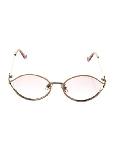 Pre-owned Miu Miu Signature Logo Cat-eye Sunglasses In Gold