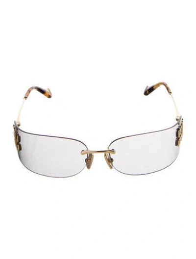 Pre-owned Miu Miu Signature Logo Shield Sunglasses In Gold