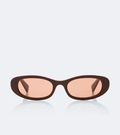 Miu Miu Signature Oval Sunglasses In Brown