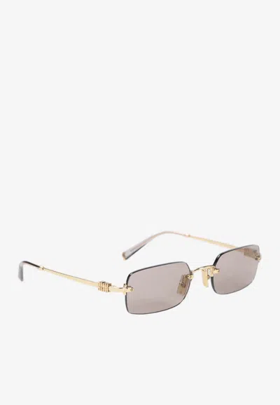 Miu Miu Signature Rectangular Sunglasses In Gray