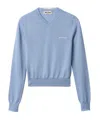 Miu Miu Silk And Cashmere V-neck Sweater In Blue