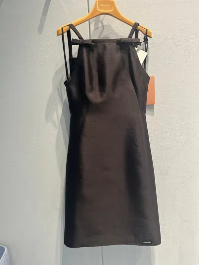 Miu Miu Silk And Wool Mini-dress In Black