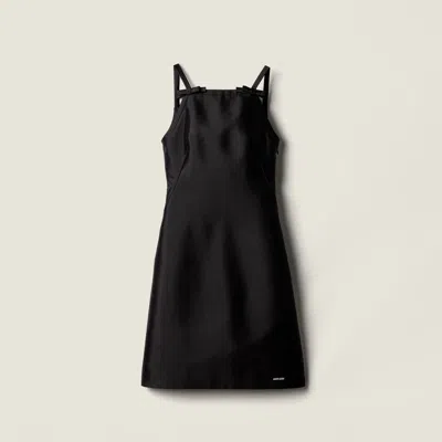 Miu Miu Silk And Wool Mini-dress In Black