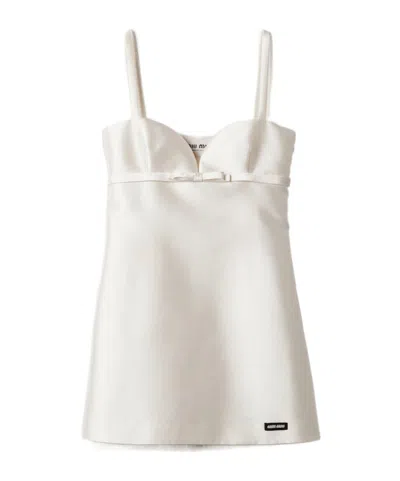 Miu Miu Silk And Wool Mini-dress In White
