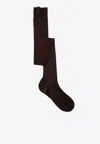 Miu Miu Cocoa-coloured Silk-blend Socks In Brown
