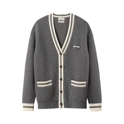 Pre-owned Miu Miu Silk Cashmere Cardigan 'slate Grey' | Women's Size 36